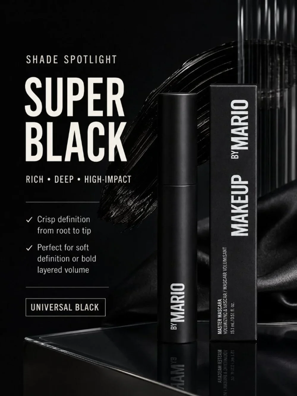 MAKEUP BY MARIO Master Mascara Volumizing Lift Super Black Full Size NIB